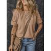 imageSHEWIN Womens Waffle Knit Tops Casual Crew Neck Hollow Out Raglan Short Sleeve Summer TShirts BlousesB Smoke Gray