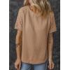 imageSHEWIN Womens Waffle Knit Tops Casual Crew Neck Hollow Out Raglan Short Sleeve Summer TShirts BlousesB Smoke Gray