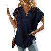 imageSHEWIN Womens Polo Shirts Casual Collared Short Sleeve Shirt Loose V Neck Tunic TopsB Navy Blue