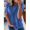imageBiucly Womens Short Sleeve Crewneck Shirts Loose Casual Tee TShirtB Blue