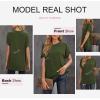 imageBiucly Womens Short Sleeve Crewneck Shirts Loose Casual Tee TShirtB Green
