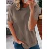 imageBiucly Womens Short Sleeve Crewneck Shirts Loose Casual Tee TShirtB Khaki