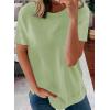 imageBiucly Womens Short Sleeve Crewneck Shirts Loose Casual Tee TShirtB Mint Green