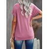 imageBiucly Womens Short Sleeve Crewneck Shirts Loose Casual Tee TShirtB Pink
