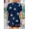 imageBiucly Womens Short Sleeve Crewneck Shirts Loose Casual Tee TShirtT Blue
