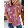 imageBiucly Womens Short Sleeve Crewneck Shirts Loose Casual Tee TShirtT Pink