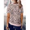 imageBiucly Womens Short Sleeve Crewneck Shirts Loose Casual Tee TShirtU Leopard Apricot