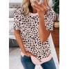 imageBiucly Womens Short Sleeve Crewneck Shirts Loose Casual Tee TShirtU Leopard Apricot