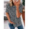 imageBiucly Womens Short Sleeve Crewneck Shirts Loose Casual Tee TShirtU Leopard Grey