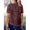 imageBiucly Womens Short Sleeve Crewneck Shirts Loose Casual Tee TShirtU Leopard Red