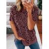 imageBiucly Womens Short Sleeve Crewneck Shirts Loose Casual Tee TShirtU Leopard Red