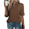 imageSHEWIN Summer Tops for Women 2025 Trendy Crewneck Short Sleeve T Shirts Casual8 Brown