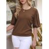 imageSHEWIN Summer Tops for Women 2025 Trendy Crewneck Short Sleeve T Shirts Casual8 Brown