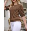 imageSHEWIN Summer Tops for Women 2025 Trendy Crewneck Short Sleeve T Shirts Casual8 Brown