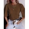 imageSHEWIN Summer Tops for Women 2025 Trendy Crewneck Short Sleeve T Shirts Casual8 Brown