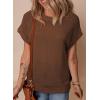 imageSHEWIN Womens Sweaters Crewneck Short Sleeve Shirts Casual Ribbed Knit Pullover Sweater Loose Tops for Women 2025Coffee