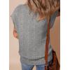 imageSHEWIN Womens Sweaters Crewneck Short Sleeve Shirts Casual Ribbed Knit Pullover Sweater Loose Tops for Women 2025Gray