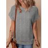 imageSHEWIN Womens Sweaters Crewneck Short Sleeve Shirts Casual Ribbed Knit Pullover Sweater Loose Tops for Women 2025Gray
