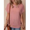 imageSHEWIN Womens Sweaters Crewneck Short Sleeve Shirts Casual Ribbed Knit Pullover Sweater Loose Tops for Women 2025Light Pink