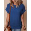 imageSHEWIN Womens Sweaters Crewneck Short Sleeve Shirts Casual Ribbed Knit Pullover Sweater Loose Tops for Women 2025Navy Blue