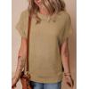 imageSHEWIN Womens Sweaters Crewneck Short Sleeve Shirts Casual Ribbed Knit Pullover Sweater Loose Tops for Women 2025Parchment