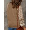 imageSHEWIN Womens Tops Crew Neck Striped Raglan Latern Long Sleeve Shirts Pullover TunicsBrown