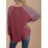 imageSHEWIN Womens Tops Crew Neck Striped Raglan Latern Long Sleeve Shirts Pullover TunicsBurgundy