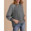 imageSHEWIN Womens Tops Crew Neck Striped Raglan Latern Long Sleeve Shirts Pullover TunicsGray