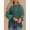 imageSHEWIN Womens Tops Crew Neck Striped Raglan Latern Long Sleeve Shirts Pullover TunicsGreen