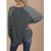 imageSHEWIN Womens Tops Crew Neck Striped Raglan Latern Long Sleeve Shirts Pullover TunicsMedium Grey