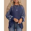 imageSHEWIN Womens Tops Crew Neck Striped Raglan Latern Long Sleeve Shirts Pullover TunicsNavy Blue