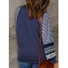 imageSHEWIN Womens Tops Crew Neck Striped Raglan Latern Long Sleeve Shirts Pullover TunicsNavy Blue