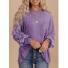 imageSHEWIN Womens Tops Crew Neck Striped Raglan Latern Long Sleeve Shirts Pullover TunicsPurple