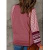 imageSHEWIN Womens Tops Crew Neck Striped Raglan Latern Long Sleeve Shirts Pullover TunicsRed
