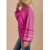 imageSHEWIN Womens Tops Crew Neck Striped Raglan Latern Long Sleeve Shirts Pullover TunicsRose Red