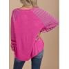 imageSHEWIN Womens Tops Crew Neck Striped Raglan Latern Long Sleeve Shirts Pullover TunicsRose Red