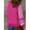 imageSHEWIN Womens Tops Crew Neck Striped Raglan Latern Long Sleeve Shirts Pullover TunicsRose Red