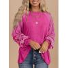 imageSHEWIN Womens Tops Crew Neck Striped Raglan Latern Long Sleeve Shirts Pullover TunicsRose Red