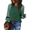 imageSHEWIN Womens Tops Crew Neck Striped Raglan Latern Long Sleeve Shirts Pullover TunicsGreen