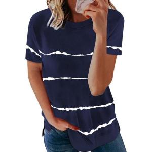 imageBiucly Womens Short Sleeve Crewneck Shirts Loose Casual Tee TShirtA Blue