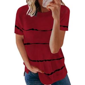 imageBiucly Womens Short Sleeve Crewneck Shirts Loose Casual Tee TShirtA Red