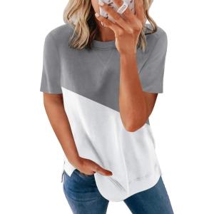 imageBiucly Womens Short Sleeve Crewneck Shirts Loose Casual Tee TShirtA1 Grey