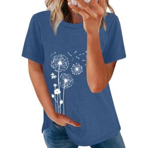 imageBiucly Womens Short Sleeve Crewneck Shirts Loose Casual Tee TShirtC Blue