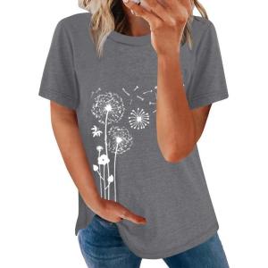 imageBiucly Womens Short Sleeve Crewneck Shirts Loose Casual Tee TShirtC Grey