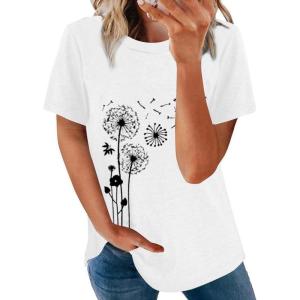imageBiucly Womens Short Sleeve Crewneck Shirts Loose Casual Tee TShirtC White