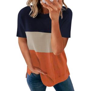 imageBiucly Womens Short Sleeve Crewneck Shirts Loose Casual Tee TShirtI Orange