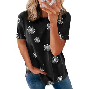 imageBiucly Womens Short Sleeve Crewneck Shirts Loose Casual Tee TShirtT Black