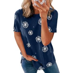 imageBiucly Womens Short Sleeve Crewneck Shirts Loose Casual Tee TShirtT Blue