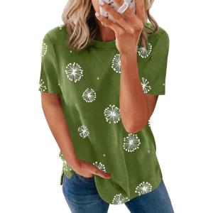 imageBiucly Womens Short Sleeve Crewneck Shirts Loose Casual Tee TShirtT Green