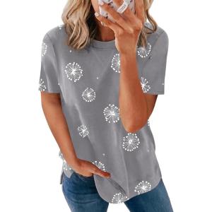 imageBiucly Womens Short Sleeve Crewneck Shirts Loose Casual Tee TShirtT Grey